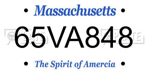 65VA848 Massachusetts License Plate