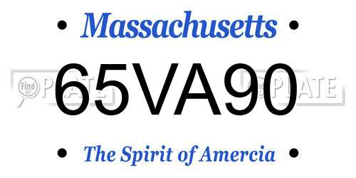65VA90 Massachusetts License Plate