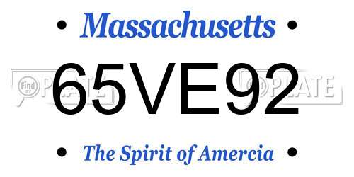 65VE92 Massachusetts License Plate