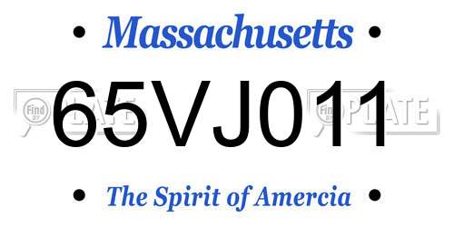 65VJ011 Massachusetts License Plate
