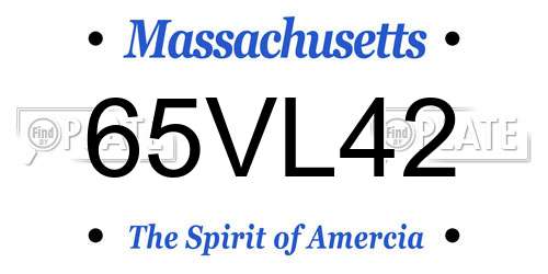 65VL42 Massachusetts License Plate