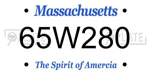 65W280 Massachusetts License Plate