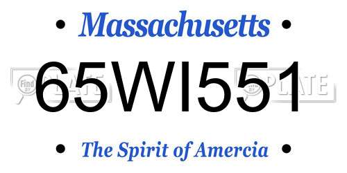 65WI551 Massachusetts License Plate