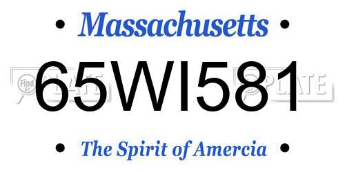 65WI581 Massachusetts License Plate