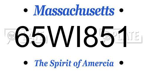 65WI851 Massachusetts License Plate