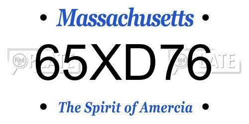 65XD76 Massachusetts License Plate