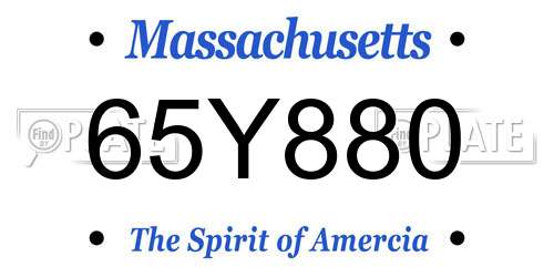 65Y880 Massachusetts License Plate