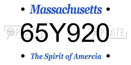 65Y920 Massachusetts License Plate