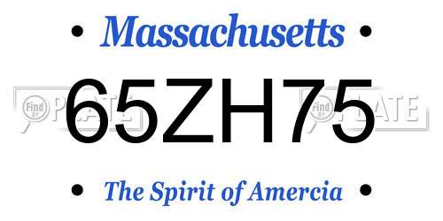 65ZH75 Massachusetts License Plate