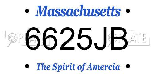6625JB Massachusetts License Plate