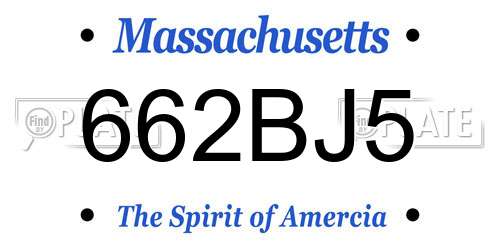 662BJ5 Massachusetts License Plate