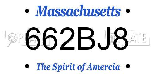 662BJ8 Massachusetts License Plate
