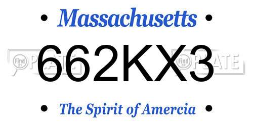 662KX3 Massachusetts License Plate