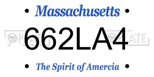 662LA4 Massachusetts License Plate