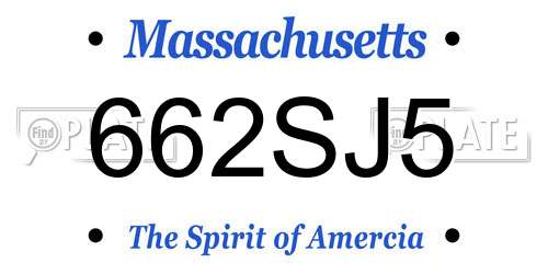 662SJ5 Massachusetts License Plate