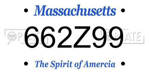 662Z99 Massachusetts License Plate