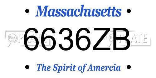 6636ZB Massachusetts License Plate