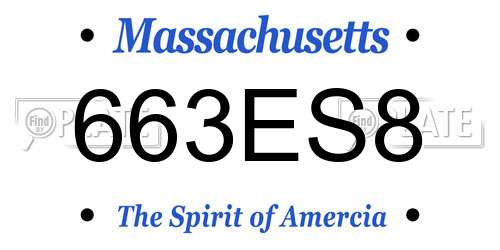 663ES8 Massachusetts License Plate