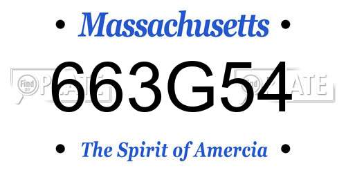 663G54 Massachusetts License Plate