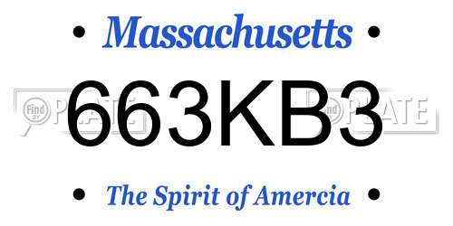 663KB3 Massachusetts License Plate