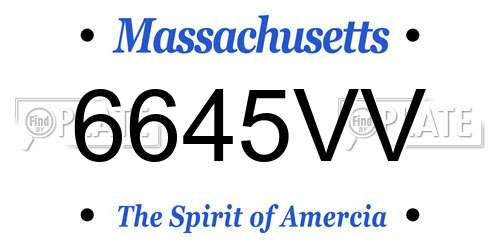 6645VV Massachusetts License Plate