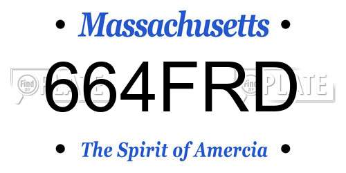 664FRD Massachusetts License Plate