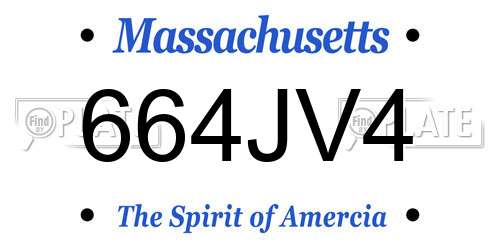 664JV4 Massachusetts License Plate