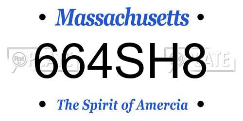 664SH8 Massachusetts License Plate