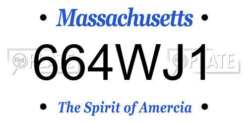 664WJ1 Massachusetts License Plate