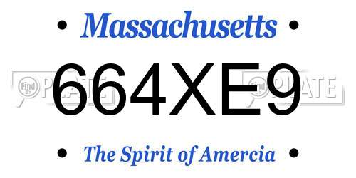 664XE9 Massachusetts License Plate