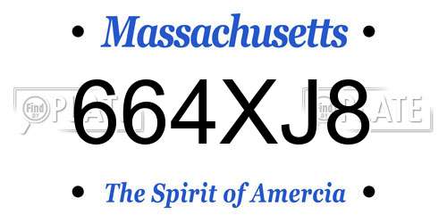 664XJ8 Massachusetts License Plate