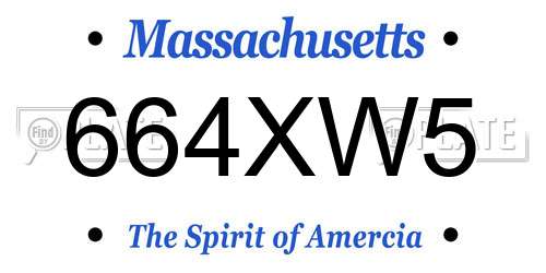 664XW5 Massachusetts License Plate