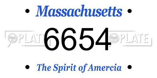 6654 Massachusetts License Plate