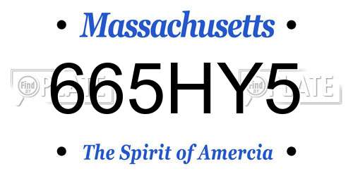665HY5 Massachusetts License Plate
