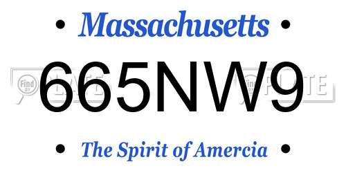 665NW9 Massachusetts License Plate