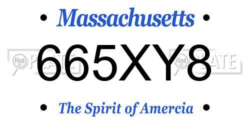 665XY8 Massachusetts License Plate