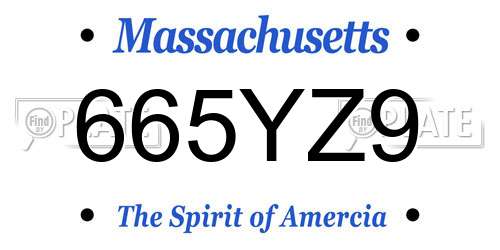 665YZ9 Massachusetts License Plate