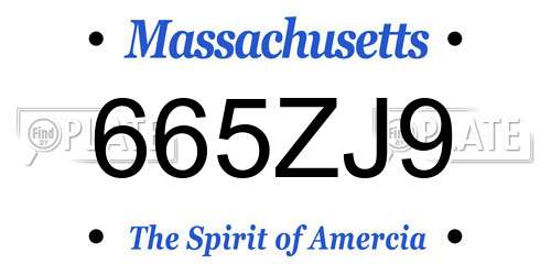 665ZJ9 Massachusetts License Plate