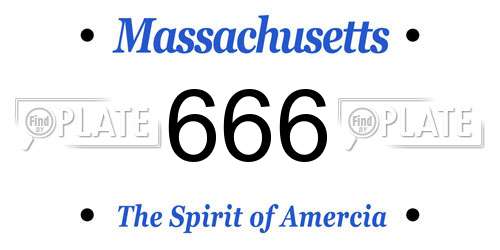 666 Massachusetts License Plate