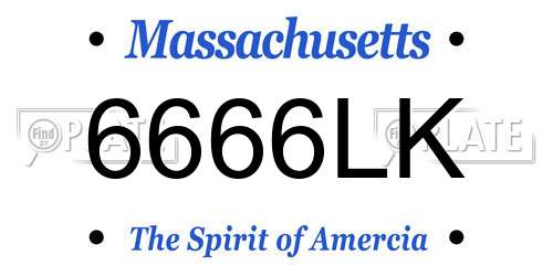 6666LK Massachusetts License Plate