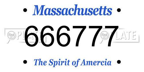 666777 Massachusetts License Plate