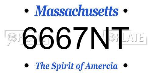 6667NT Massachusetts License Plate
