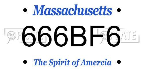 666BF6 Massachusetts License Plate