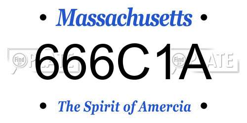 666C1A Massachusetts License Plate