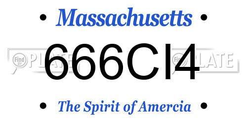 666CI4 Massachusetts License Plate