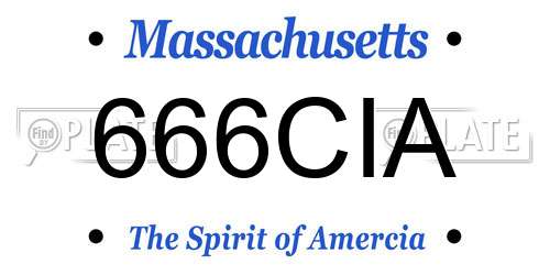 666CIA Massachusetts License Plate