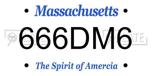 666DM6 Massachusetts License Plate