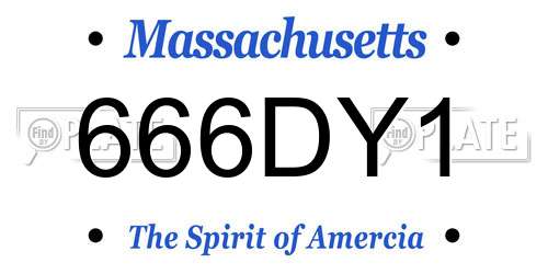 666DY1 Massachusetts License Plate