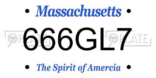 666GL7 Massachusetts License Plate