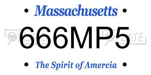 666MP5 Massachusetts License Plate